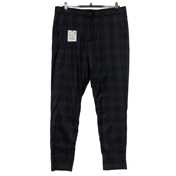 Zara Other - Zara Pants Mens 32 Black Gray Plaid Carrot Cropped Stretch Actual 33X29 NWT